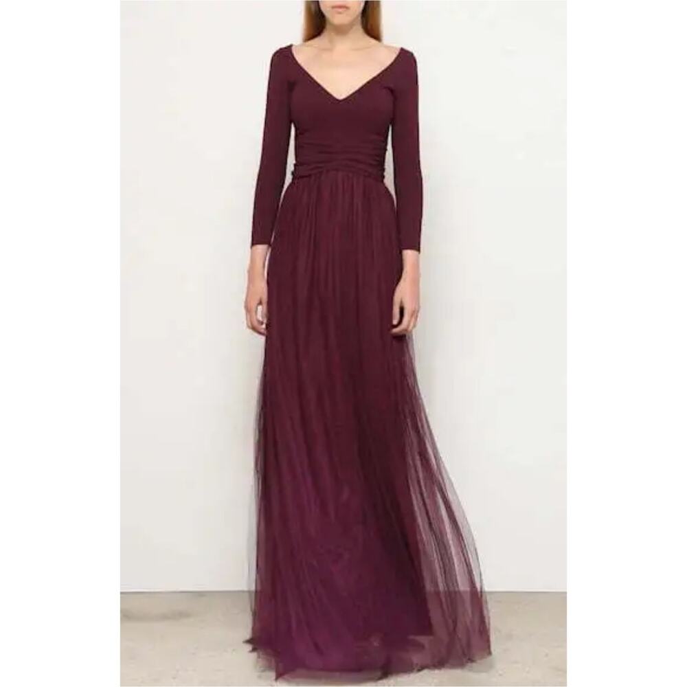 Chiara Boni Liene Illusion Gown Tulle Maxi Dress, size 12, NWT